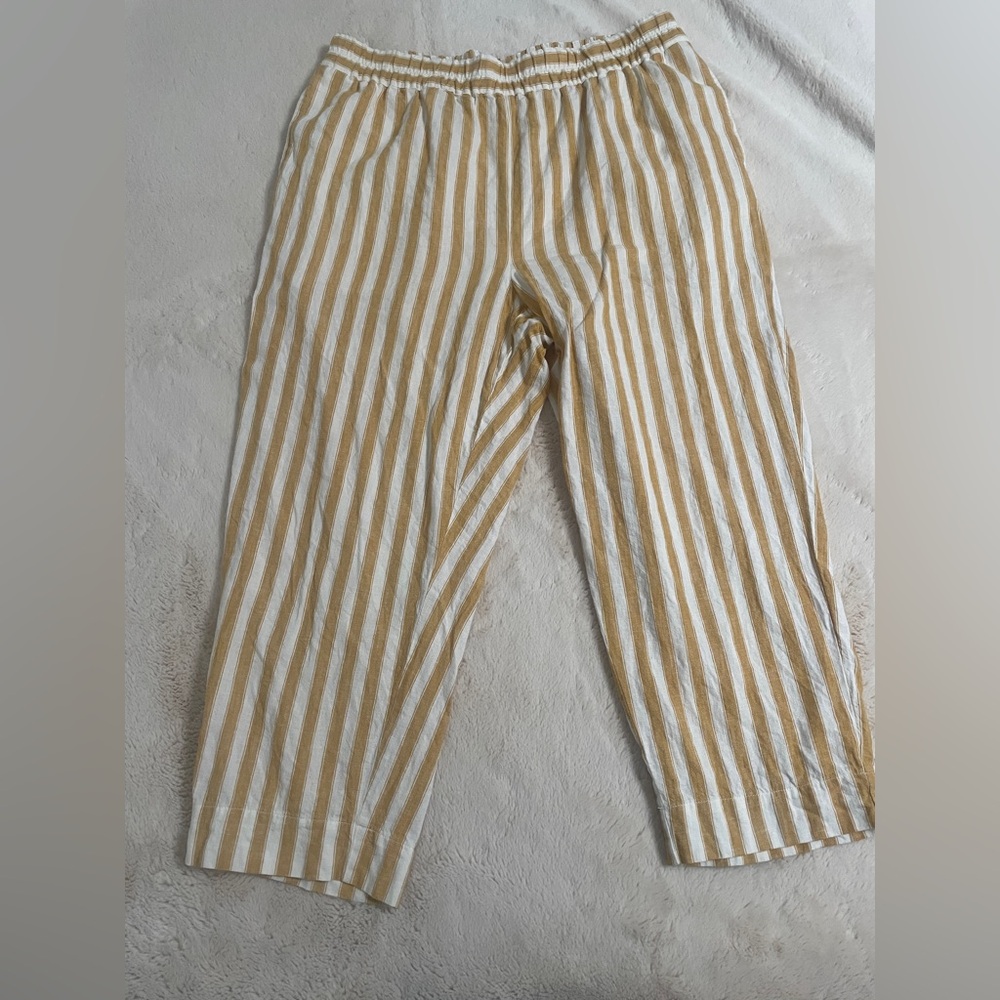 Madewell tapered Huston pull-on crop White and Mustard Striped Pants